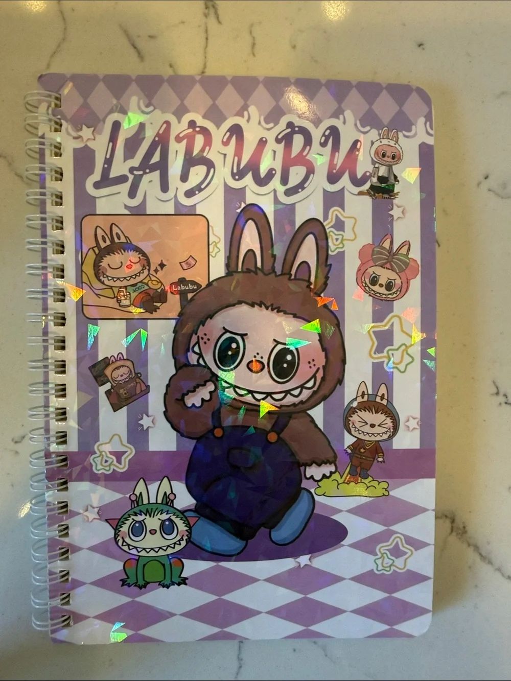 Labubu Kids Purple Spiral Notebook - Cute Character Journal
